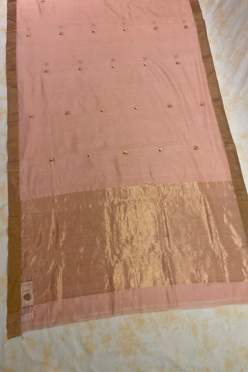 HOV Handloom Chanderi Cotton Silk Saree - Jaswandi Flower Pink - 031