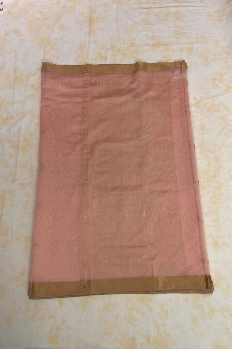 HOV Handloom Chanderi Cotton Silk Saree - Jaswandi Flower Pink - 031