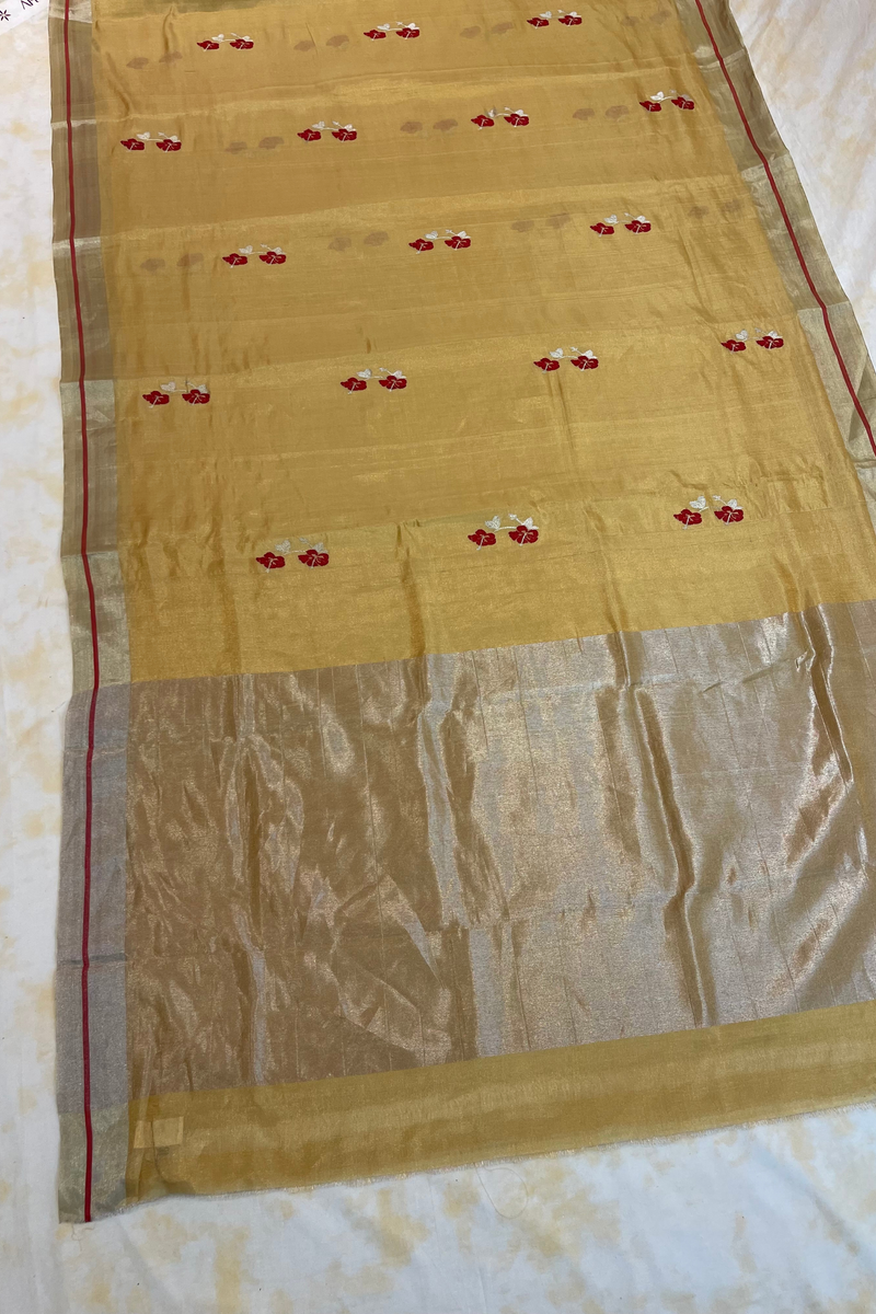 HOV Handloom Chanderi Full Tissue Saree - Plain - 008
