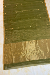 HOV Handloom Chanderi Half Tissue Saree - Round Buta - 003-02 - Green