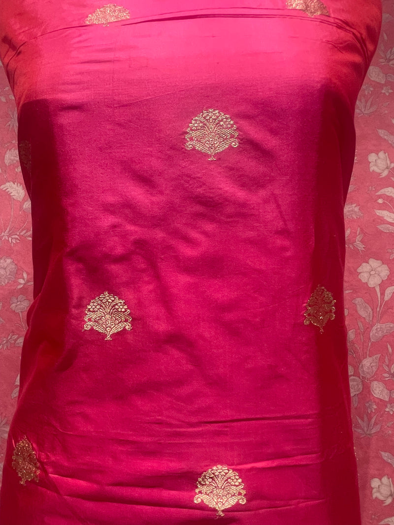 Handloom Banarasi Katan Silk Suit Set - Pink