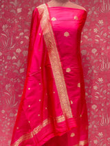 Handloom Banarasi Katan Silk Suit Set - Pink