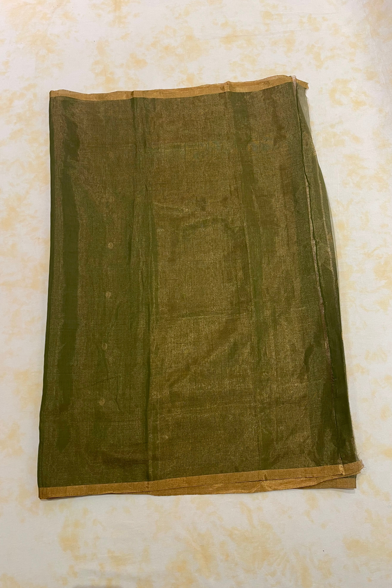 HOV Handloom Chanderi Half Tissue Saree - Round Buta - 003-02 - Green