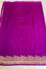 HOV Handloom Banarasi Katan Silk Saree - Butidar Kadhua -Small Rose Border Purple - 062