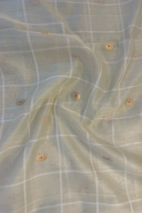 HOV HANDLOOM CHANDERI SAREE - LOTUS BUTA - CHECKS WITH ROUND BUTA - 103