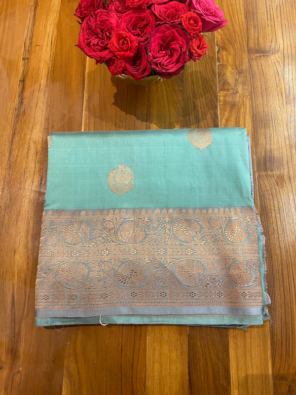 Handloom Kadhua Banarasi Silk Saree - Butidar - Pista Green