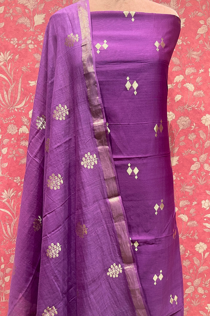 Handloom Chanderi Suit sets - Purple