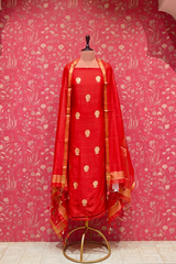 Handloom Chanderi Suit sets - Red