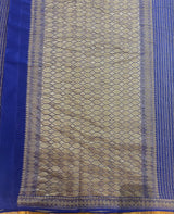 Handloom Fekua Banarasi Khaddi Georgette Silk Saree - Striped - Blue