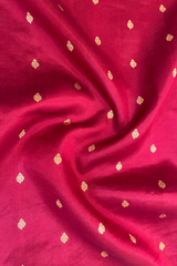 HOV Handloom Banarasi Katan Silk Saree - Butidar Kadhua - Big Rose Buta - Deep Red - 059