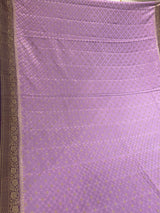 Handloom Fekua Banarasi Khaddi Crepe Silk Saree - Jaal Tanchoi - Lilac