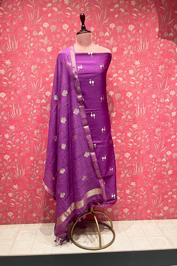 Handloom Chanderi Suit sets - Purple