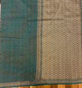 Handloom Fekua Banarasi Khaddi Georgette Silk Saree - Striped - Green