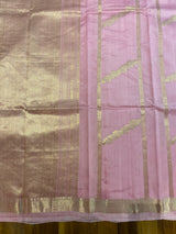 Handloom Kadhua Banarasi Silk Saree Floral Stripe - Pastel Pink