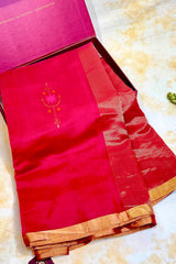 Handloom Silk Cotton Chanderi Saree - Star Motif - Maroon