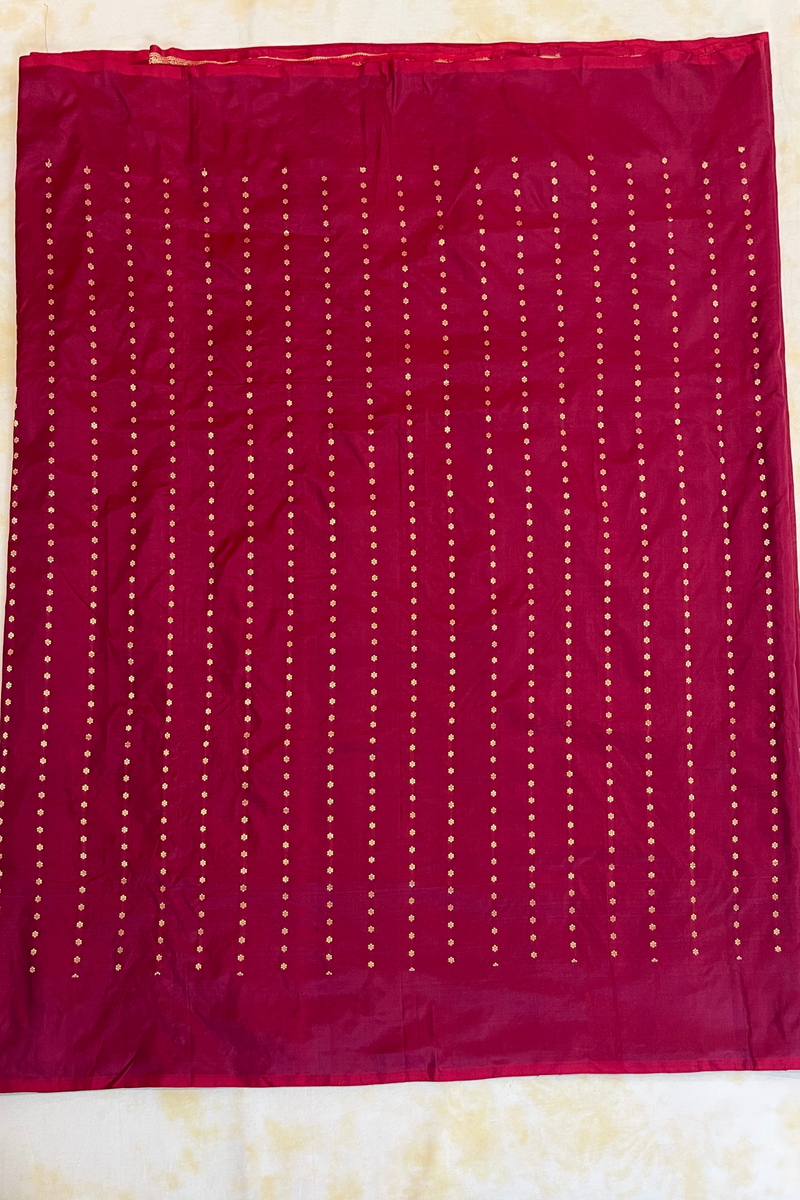 HOV Handloom Banarasi Katan Silk Saree - Butidar Kadhua - Deep Brown Minakari Green Pink- 061