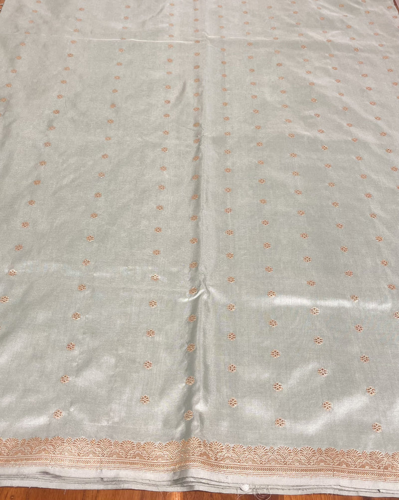 Real Zari Handloom Kadhua Banarasi Katan Silk Saree - Small Butidar - Sky Blue Minedar