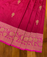 Handloom Kadhua Banarasi Silk Saree - Butidar - Pink Red