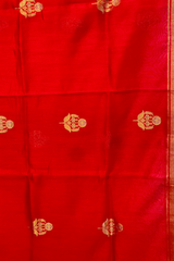 Handloom Silk Cotton Chanderi Saree - Sunflower Buta - Red