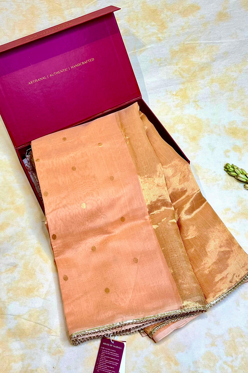 Handloom Cotton Silk Chanderi Saree - Mina Round Buta - Aboli