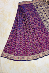 HOV Exclusive Pure Zari Handloom Banarasi Saree - Jaangla Purple - 033