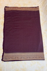 HOV Handloom Banarasi Katan Silk Saree - Jaangla - Light Pink & Dark Purple All Over Design - 067