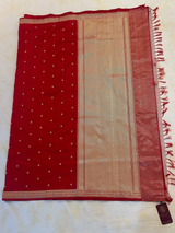 HOV EXCLUSIVE HANDLOOM KADHUA BANARASI KATAN SILK SAREE - SMALL FLOWER BUTA - RED - 122