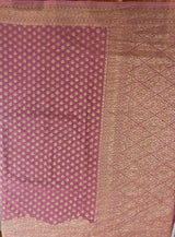 Handloom Fekua Banarasi Khaddi Georgette Silk Saree - Butidar - Old Rose Pink