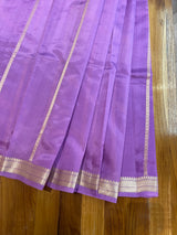 Handloom Kadhua Banarasi Silk Saree -Floral Stripe - Purple