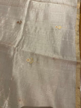 Handlooom Chanderi Silk Saree - Mini Round Buta With Red Mina - Gold