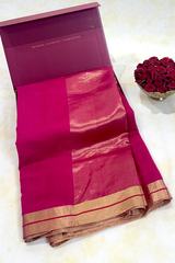 HOV Handloom Chanderi Cotton Silk Saree - Plain Zari Border - 018-03-04