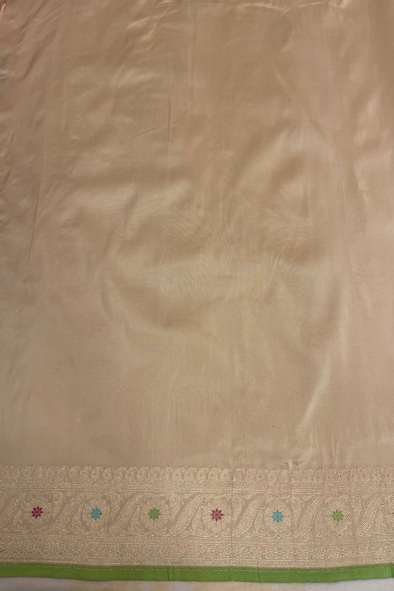 HOV Exclusive Handloom Banarasi Katan Silk Saree - Checks - Rangakat- Off White Green  - 107