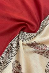 HOV Hand-Block Print Saree Zari Border - 007-01