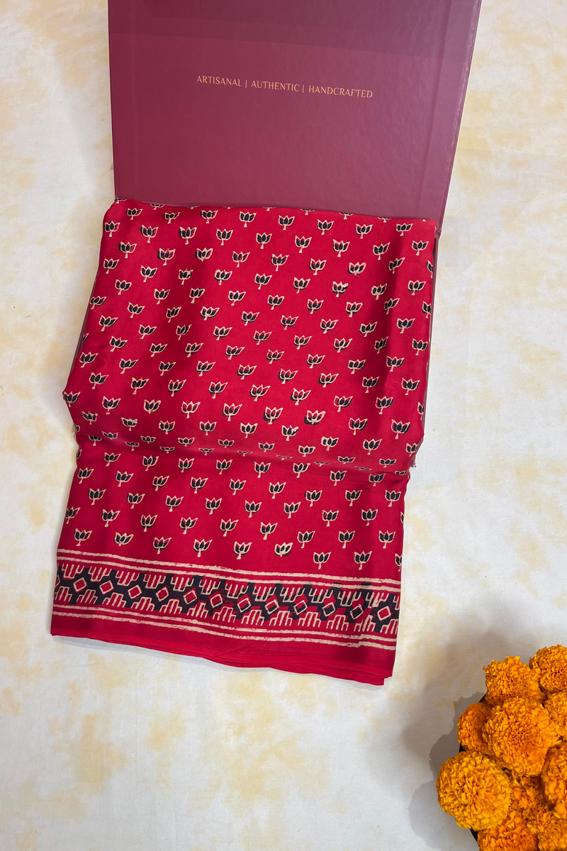 HOV Hand-Block Print Saree Modal  - 015