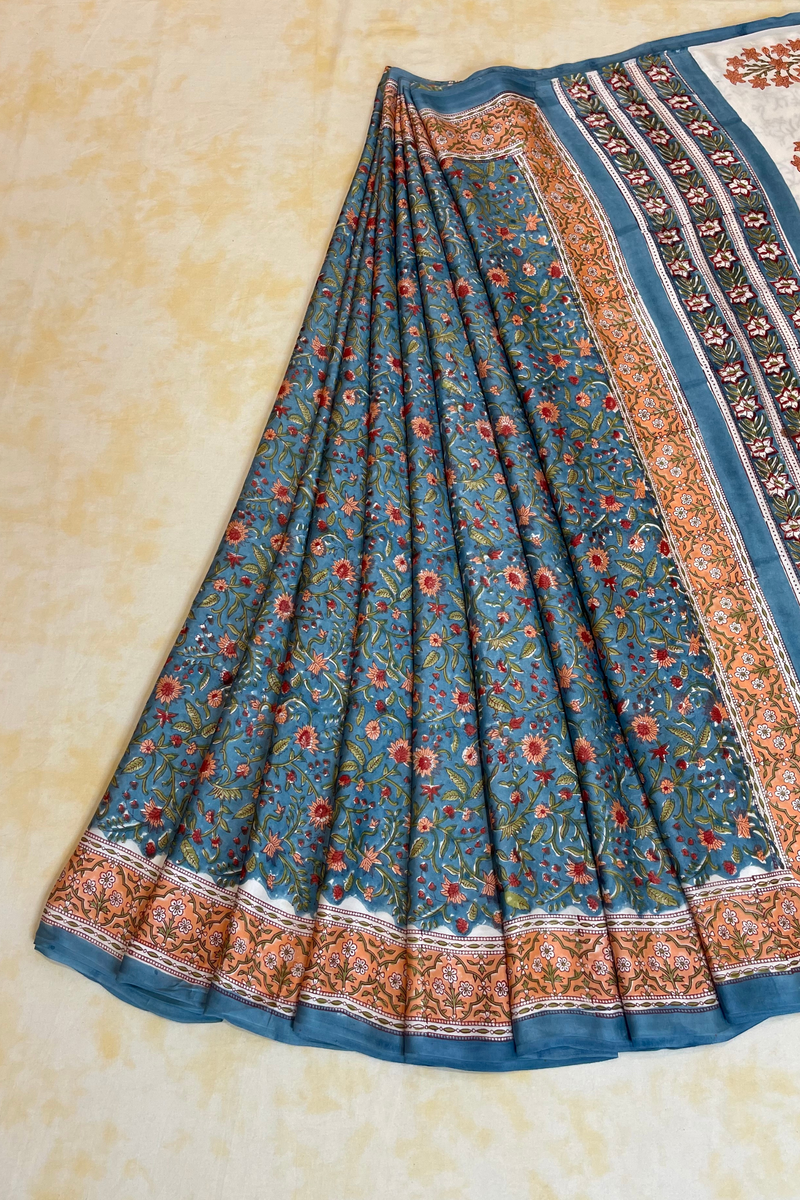 HOV Hand-Block Print Saree Modal  - 014