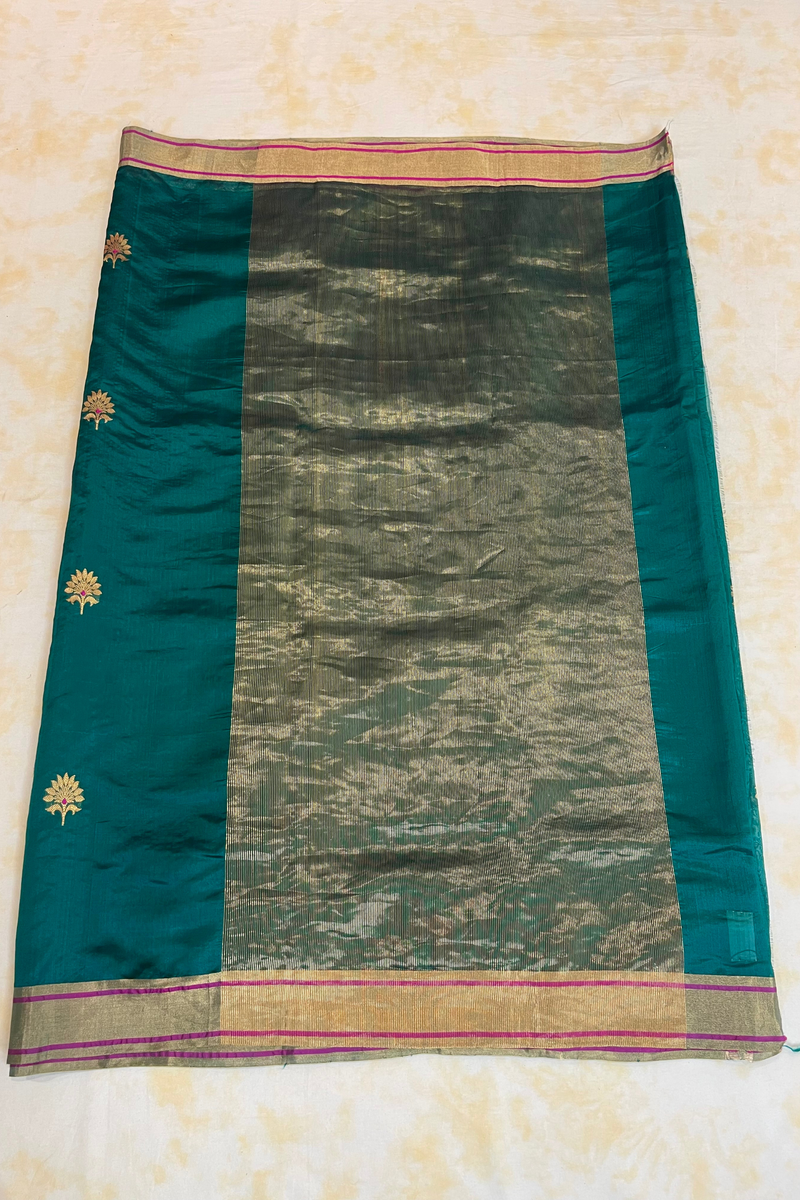 HOV Handloom Chanderi Silk Saree - Mughal Flower Buta - 47