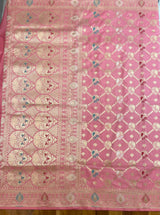 Handloom Kadhua Banarasi Silk Saree - Jaal Minedar - Aboli Pink