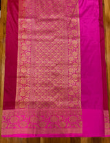 Handloom Kadhua Banarasi Silk Saree - Butidar - Pink Red