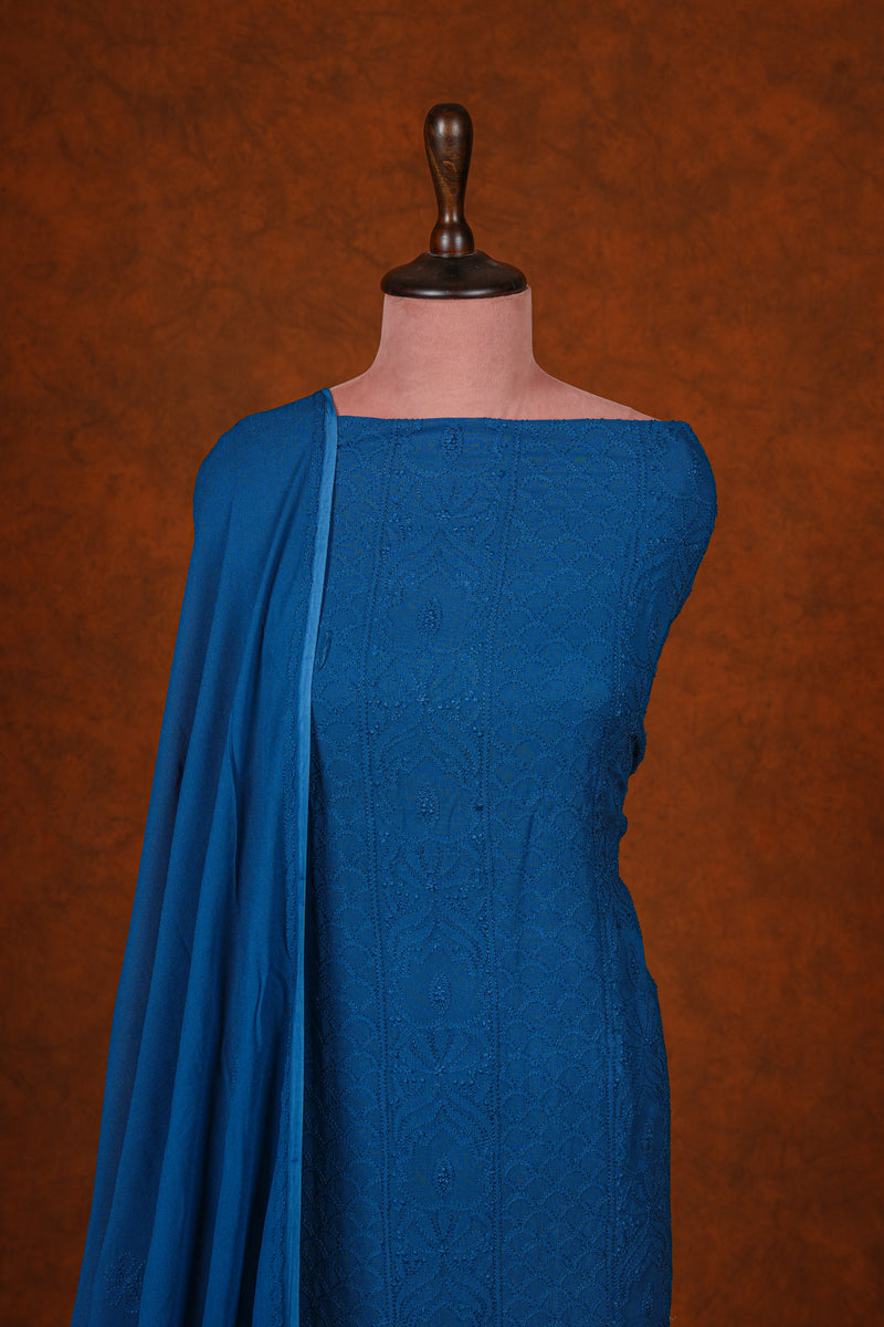 Chikankari Georgette Suits Set -Blue