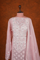 Chikankari Kurta Suits Set Embellished - Peach