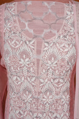 Chikankari Kurta Suits Set Embellished - Peach