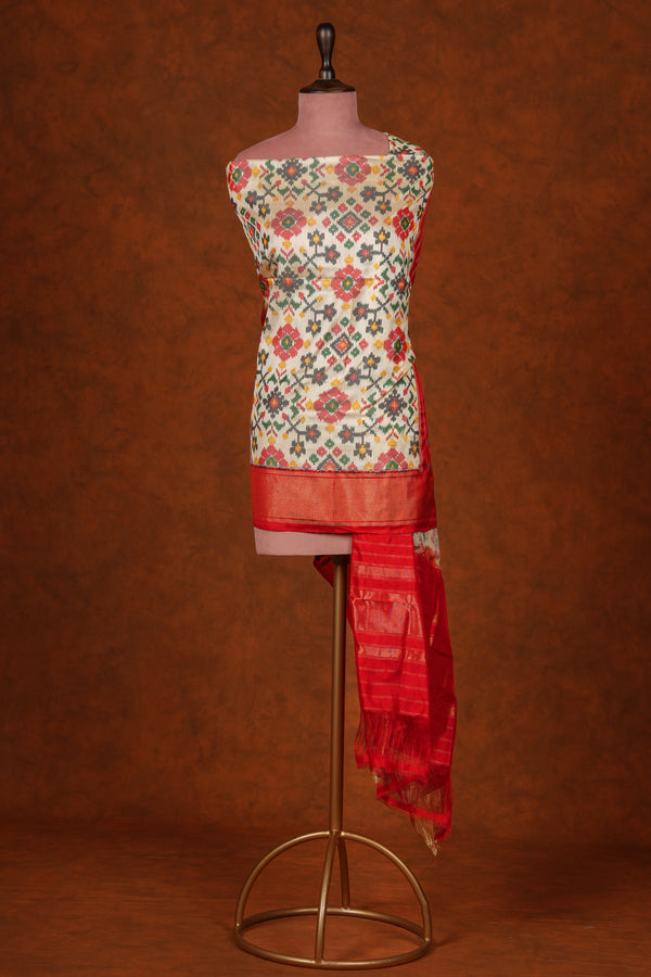 Handloom Silk Ikat Dupatta - Off White