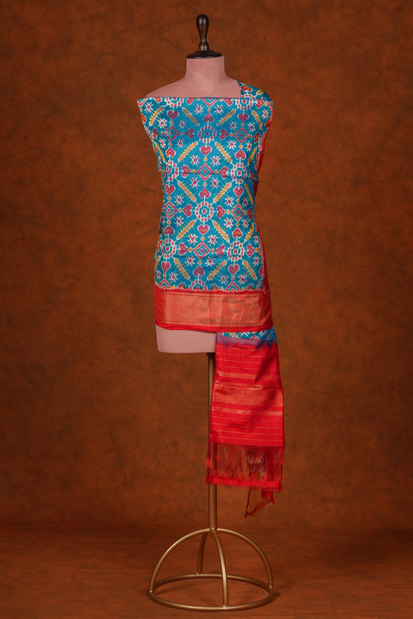 Handloom Silk Ikat Dupatta - Blue