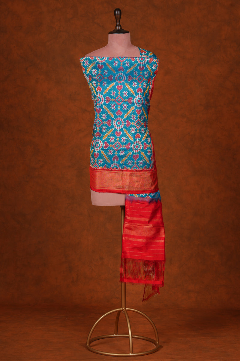 Handloom Silk Ikat Dupatta - Blue