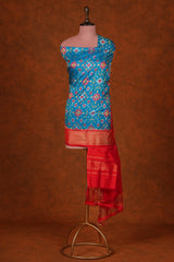 Handloom Silk Ikat Dupatta - Orange Pink