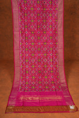 Handloom Ikat Pure Silk Dupatta - Pink Green