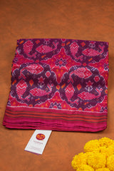 Handloom Ikat Silk Saree -Magenta Purple Pink Flish Motif