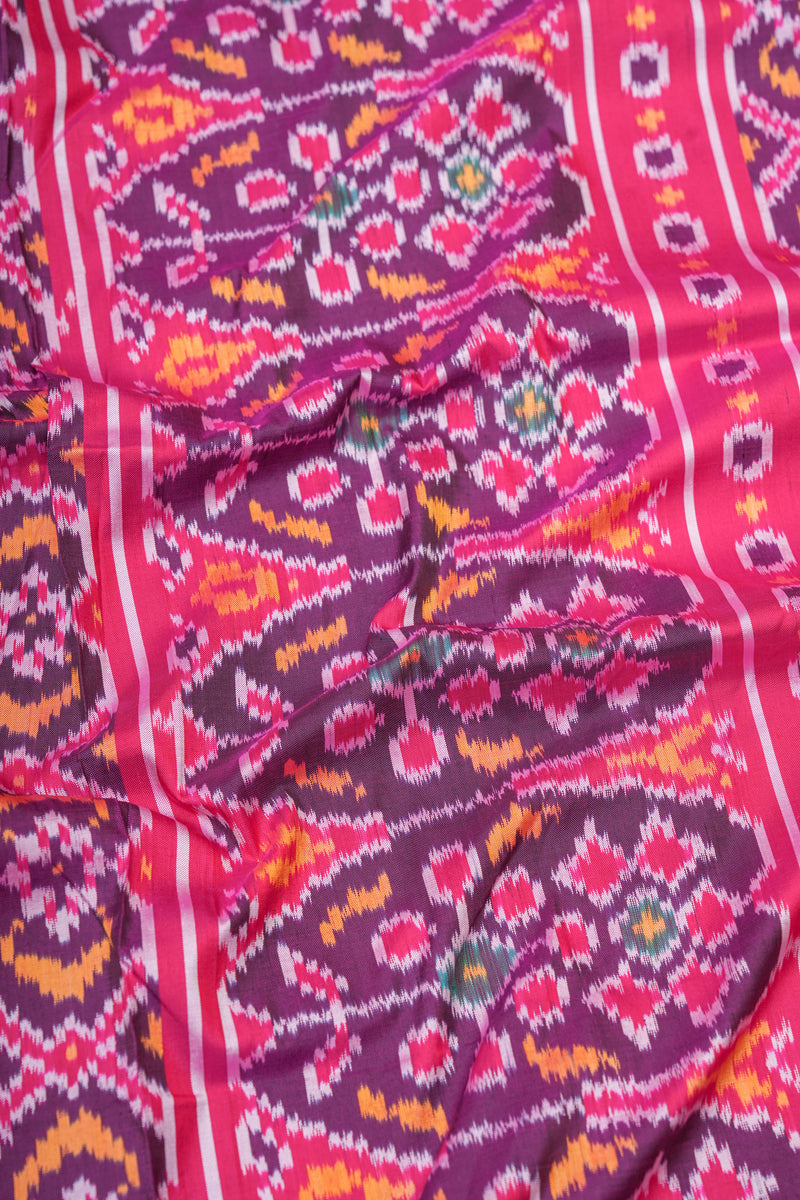 Handloom Ikat Silk Saree- Yellow Pink FIsh Motif