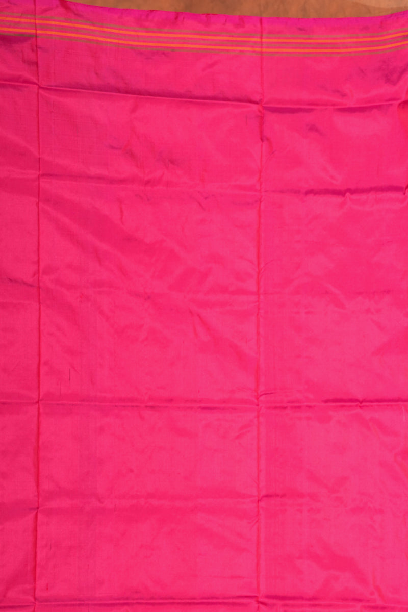 Handloom Ikat Silk Saree -Magenta Purple Pink Flish Motif