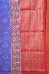 Handloom Ikat Silk Sree - Blue Red Kanchi Border